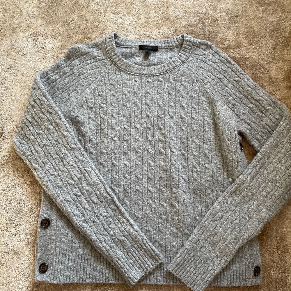 Grey J Crew Cable Sweater